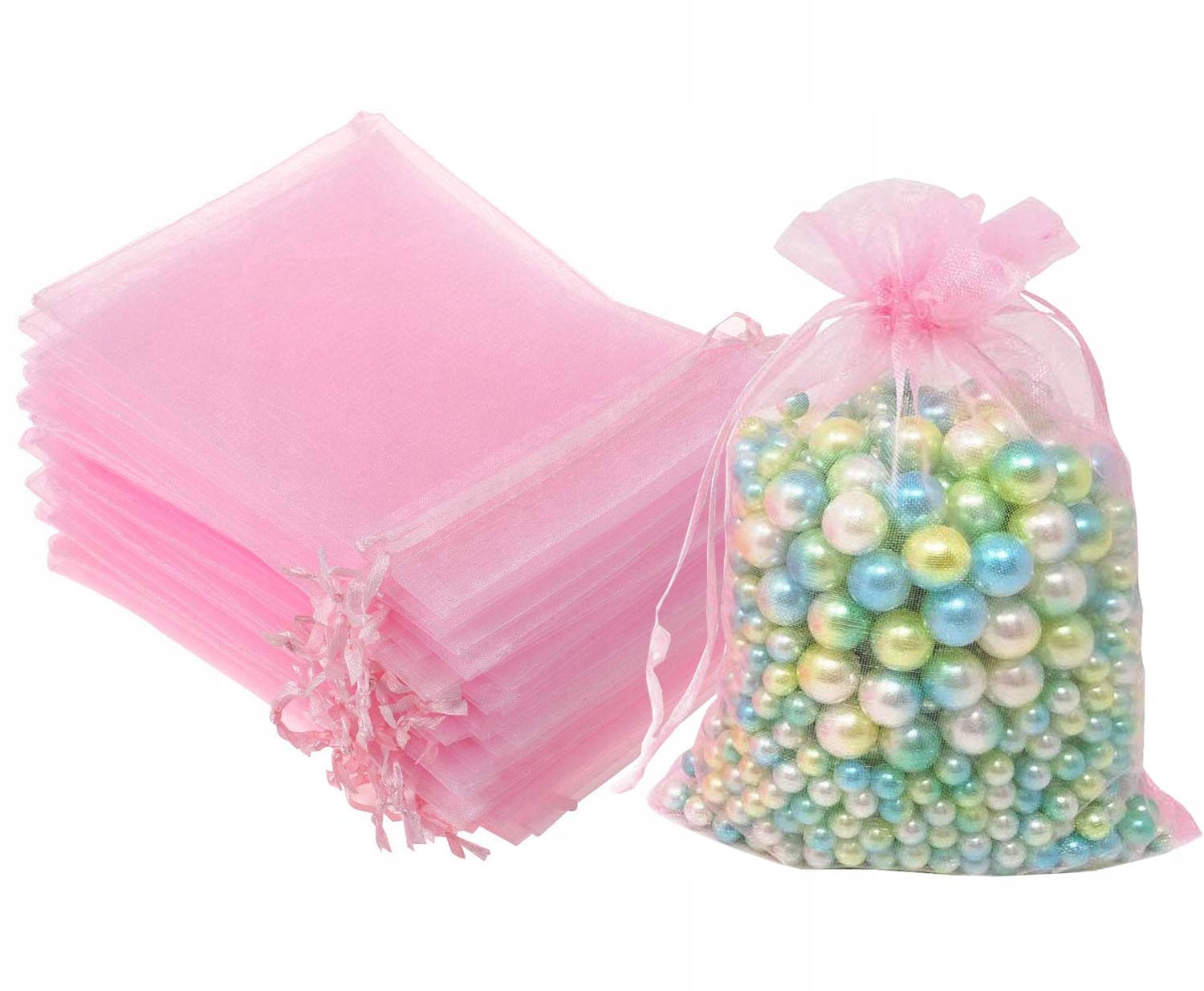 Woreczki z Organzy 100szt 10x15 ŚLUB Jasny Róż Marka inna