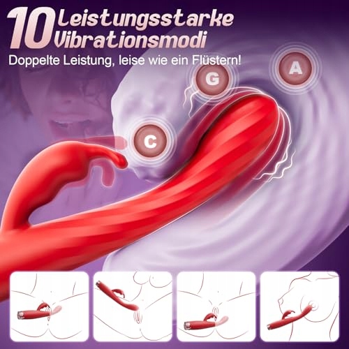 RABBIT VIBRATOR Dla Kobiet Dildo Wibrator G Punkt 10 Trybów Stymulator — miniatura 2