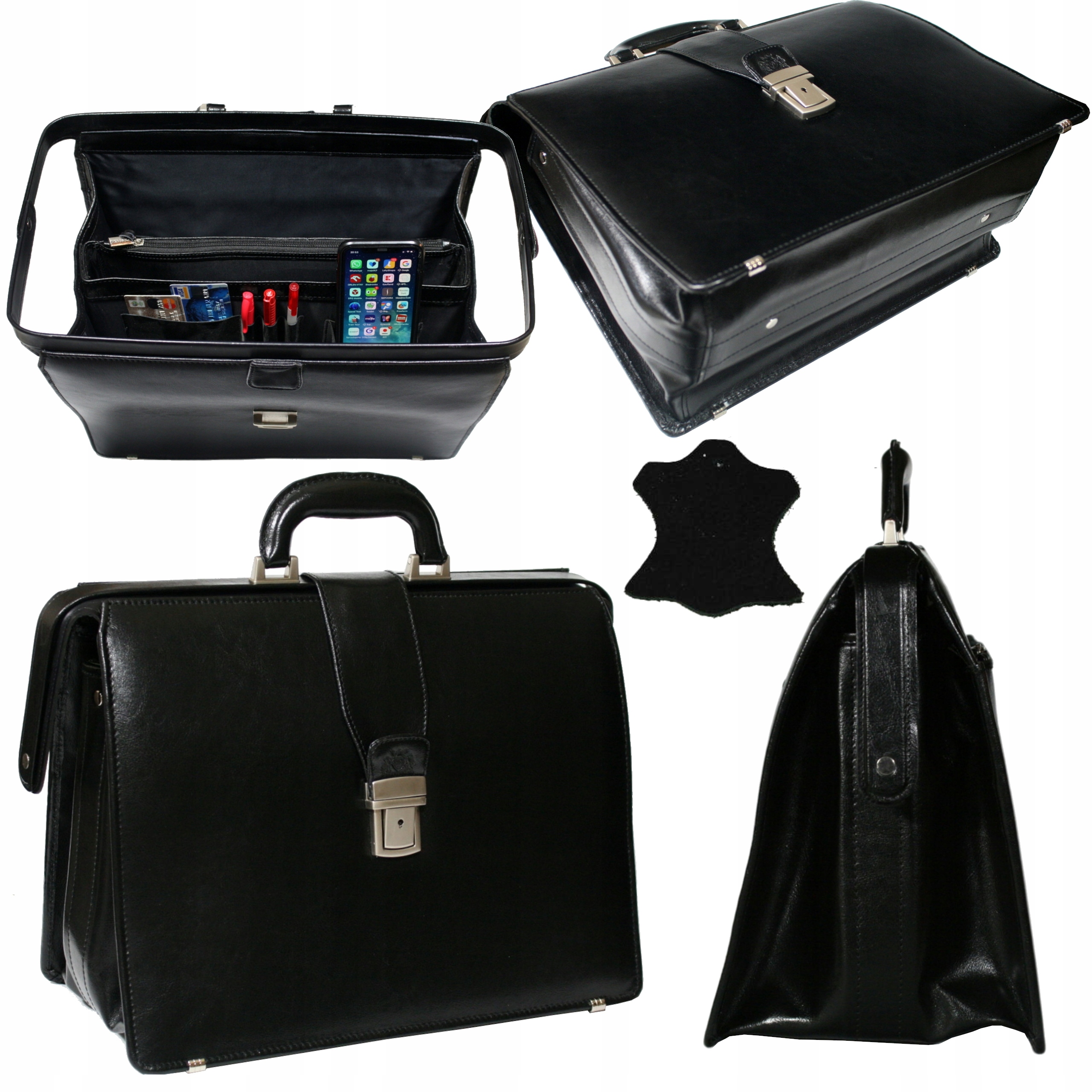 Kožená lékařská aktovka na dokumenty pro notebook 15 polská výroba A4