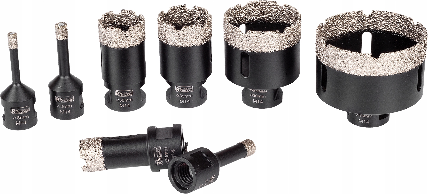 ZESTAW OTWORNICE DIAMENTOWE 6-68MM 8 EL. M14 ETUI Marka RICHMANN
