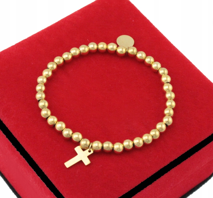 

Bransoletka Elastyczna Złote Kulki Stal 316 L