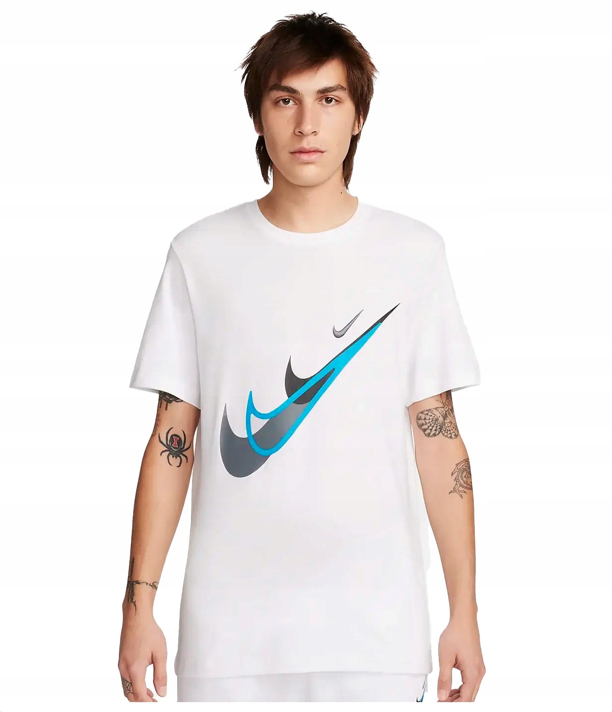 Nike Tričko Bavlněné pánské Bílé sportovní tričko Multiswoosh