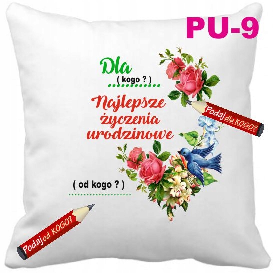 

Poduszka na Urodziny życzenia urodzinowa Imię
