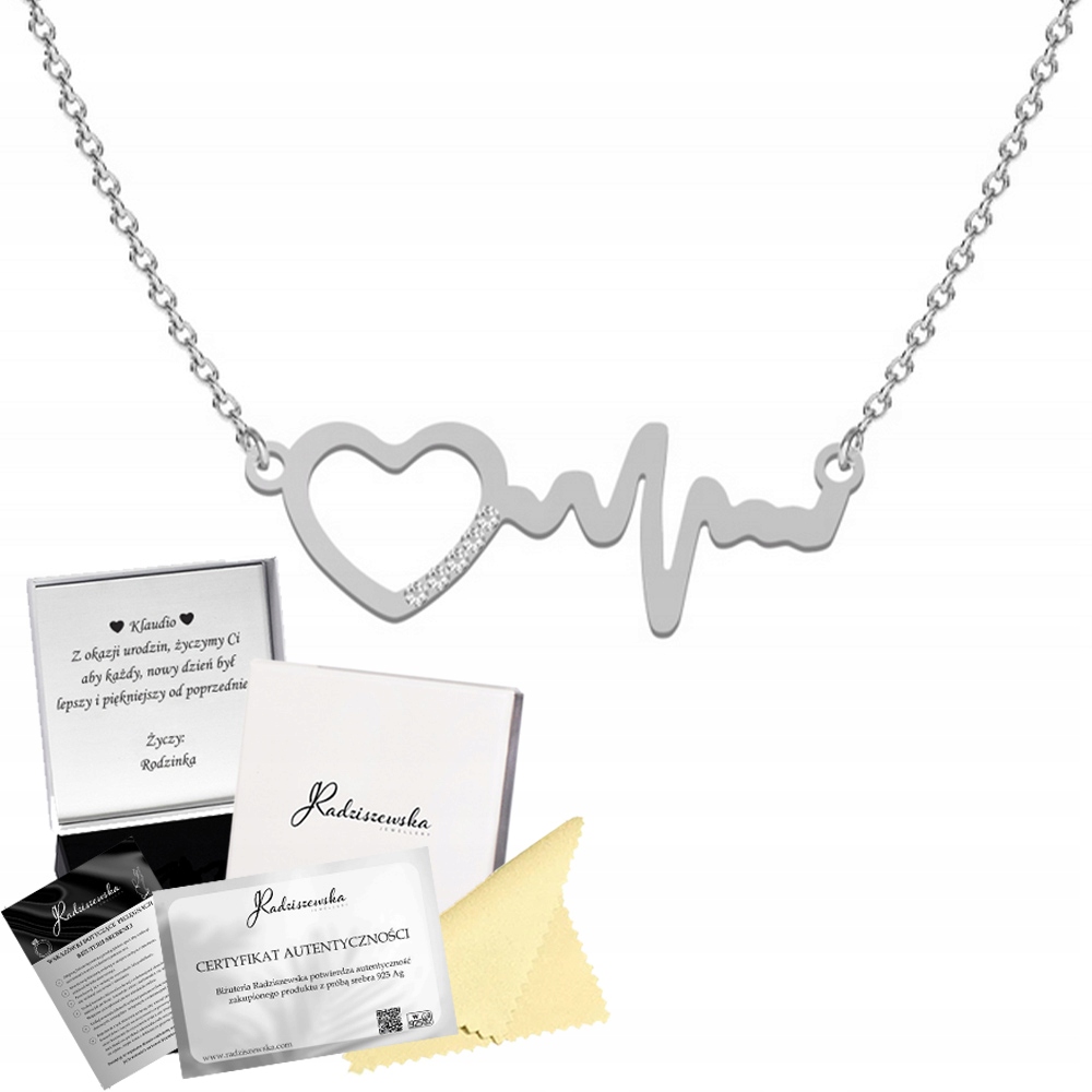 Stříbrný Náhrdelník Linie Života Ekg Krystaly Řetízek Narozeniny Věnování