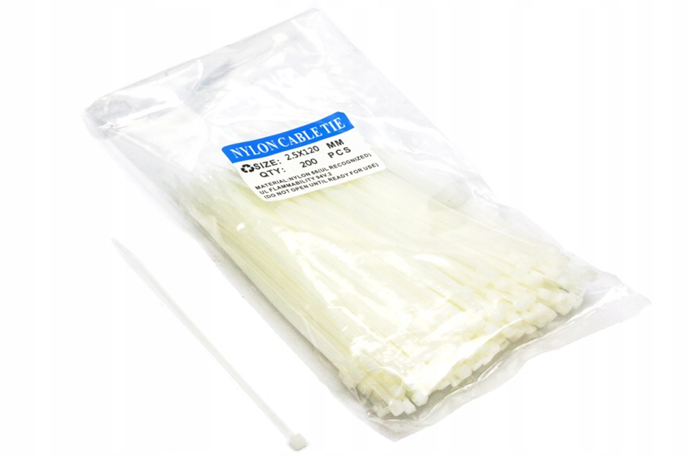 

Trytytki opaski zaciskowe Uv białe 2.5x150 200 szt