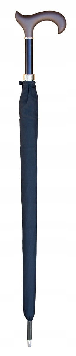 Parasol z funkcją laski Derby miękki brązowy uchwyt 92 cm