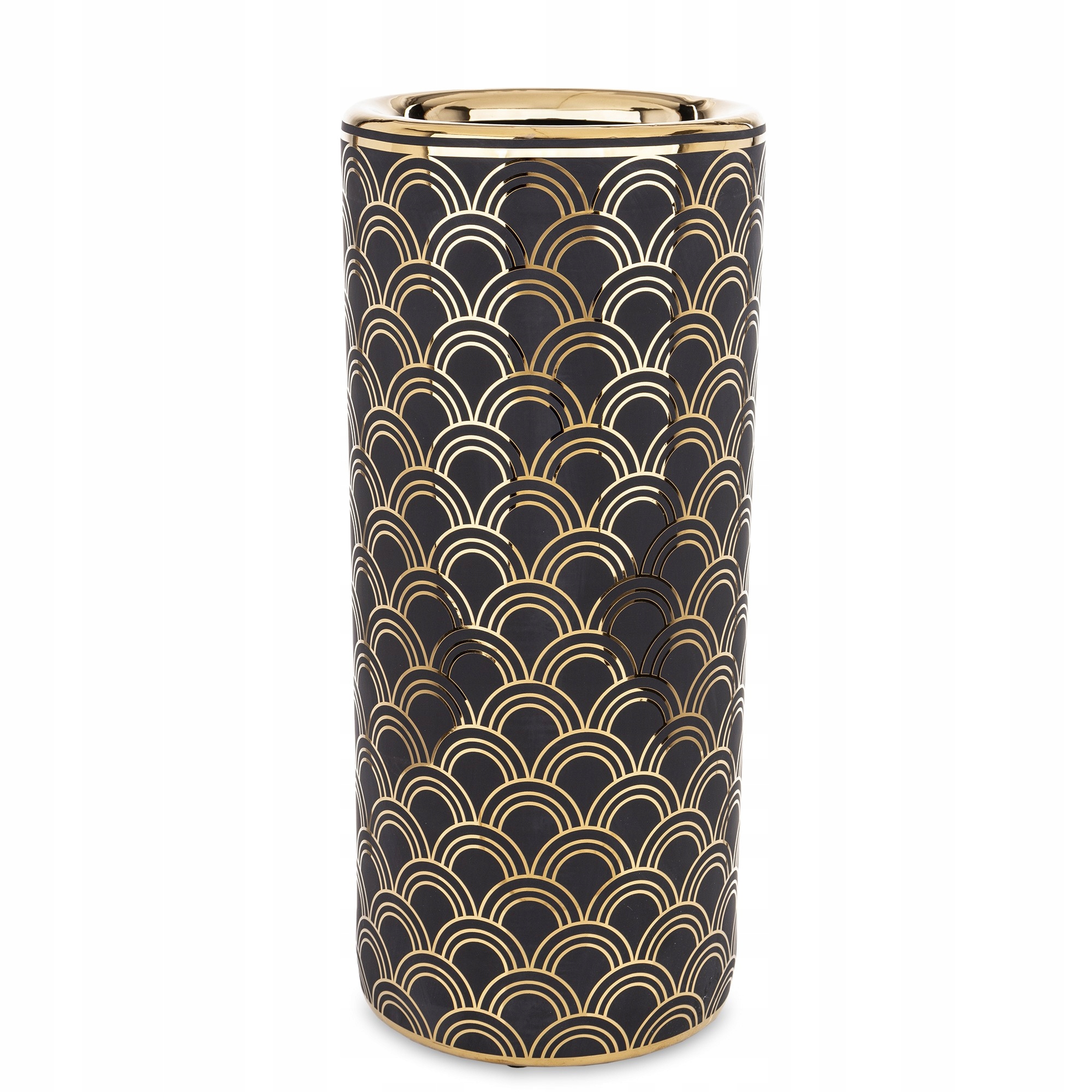 Zásobník na dáždniky retro hnedý zlatý glamour keramický