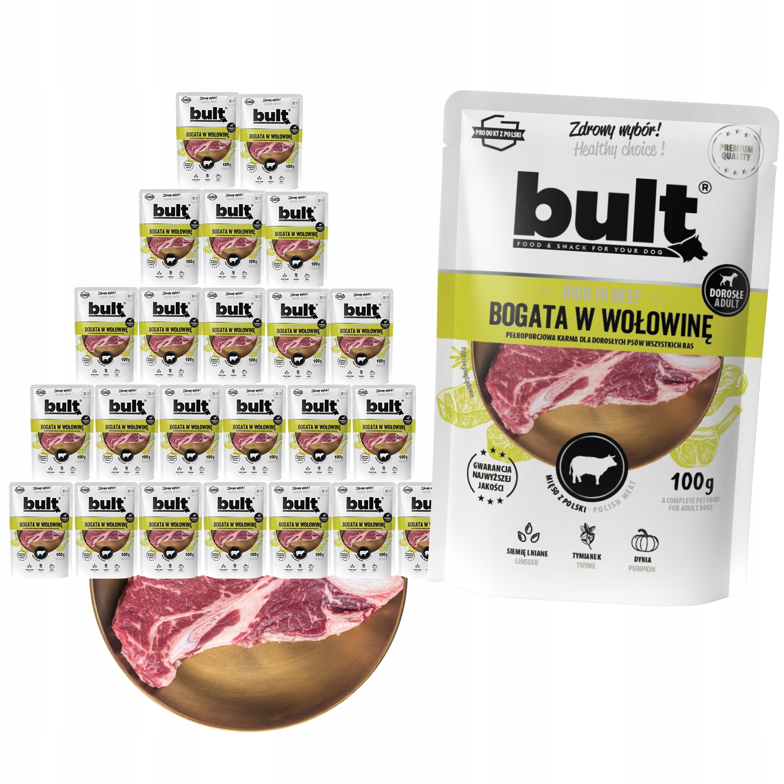 Levně Vlhké Krmivo Pro Psa Bult Sáček Mletý Bohatý Na Hovězí Maso 24 x 100 g