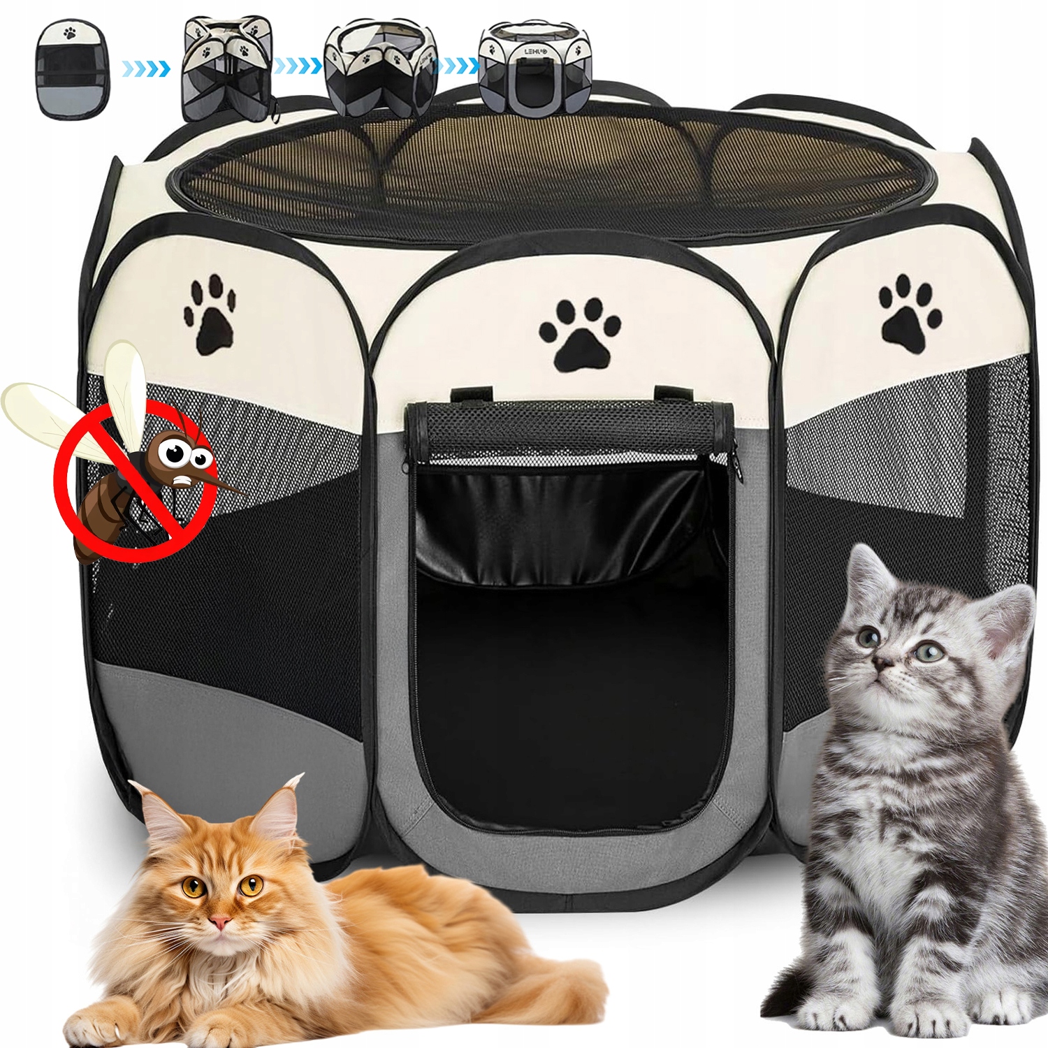 Levně Kotec Pro Zvířata Psa Kočku Králíka Velká Skládací Ventilace 74X43 CM