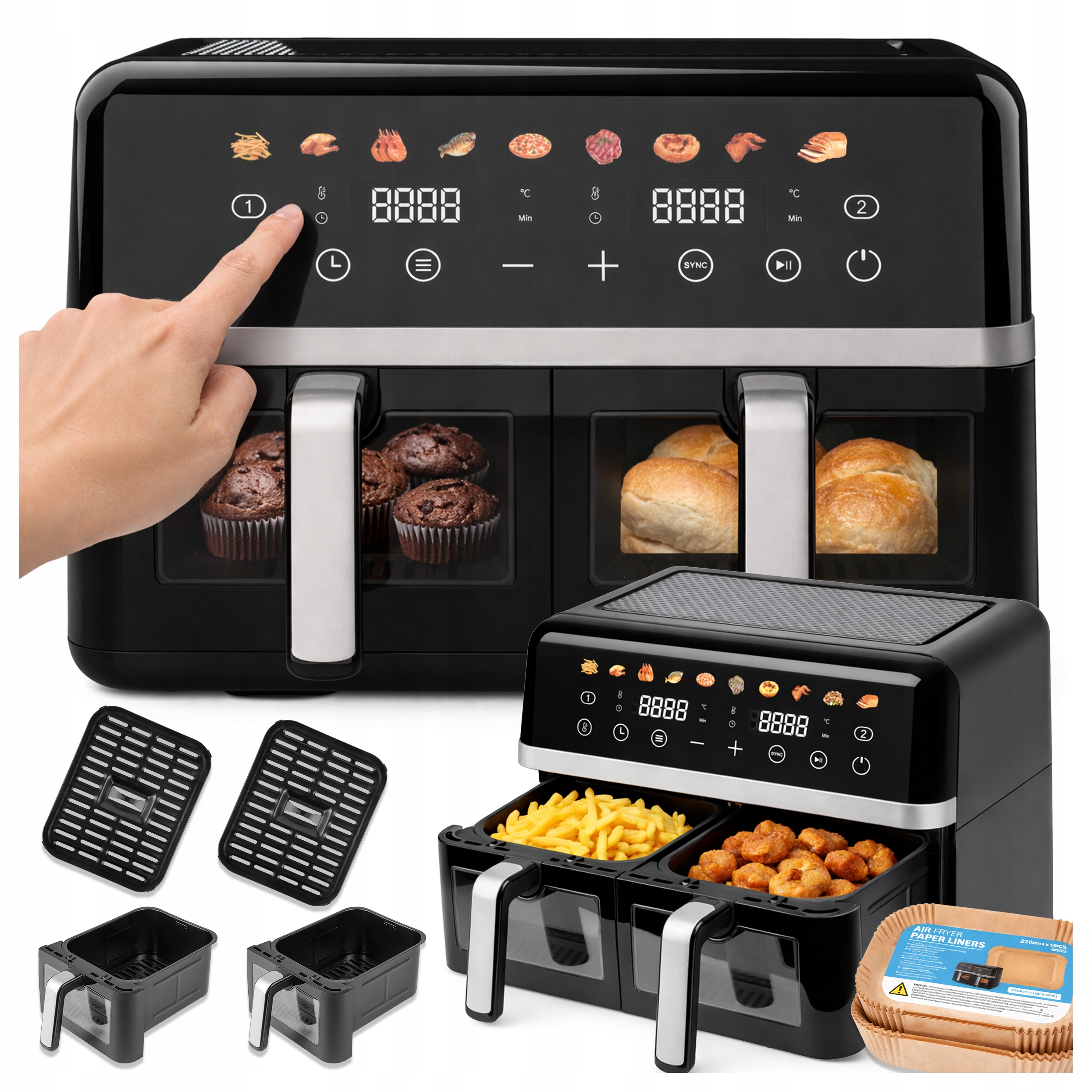 Fritéza Bez Oleja Fritéza Dvojkomorová Veľká Air Fryer 10L XXL