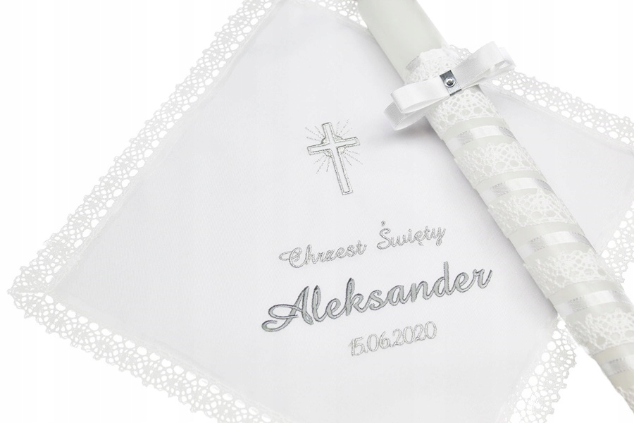 

Szatka I Świeca Do Chrztu imienna