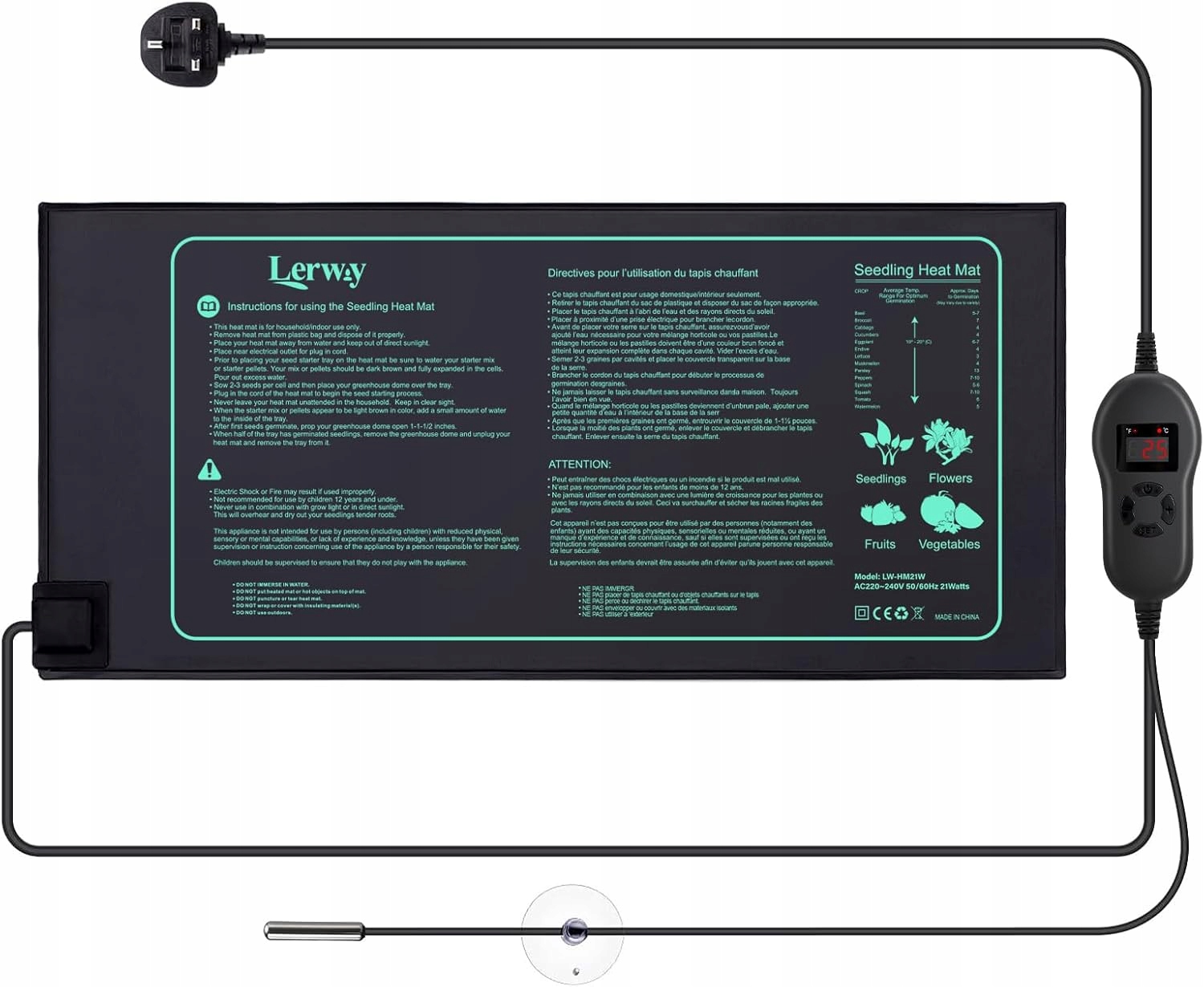 Levně Vyhřívací Podložka Pro Rostliny na pěstování sazenic 30W s termostatem do terária 25x52cm
