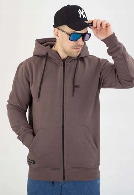 Mikina Elade Zip S Kapucí Patch hnědá