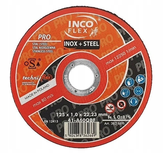 

Tarcza Do Cięcia 125x1,0 IncoFLEX Pro Metal Inox