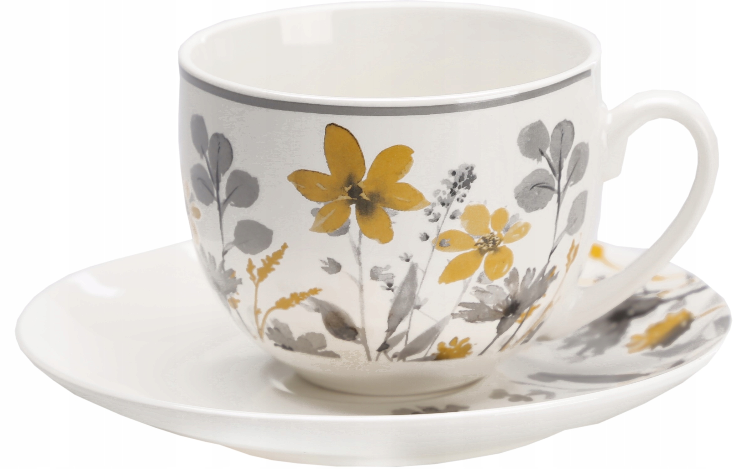 

Filiżanka Ze Spodkiem Gray 240ML Porcelana Kwiaty