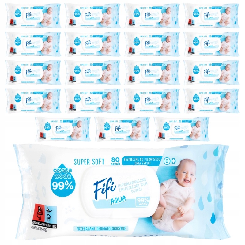 Chusteczki Nawilżane dla Dzieci Opharm Fifi 99% Woda 80 szt x20