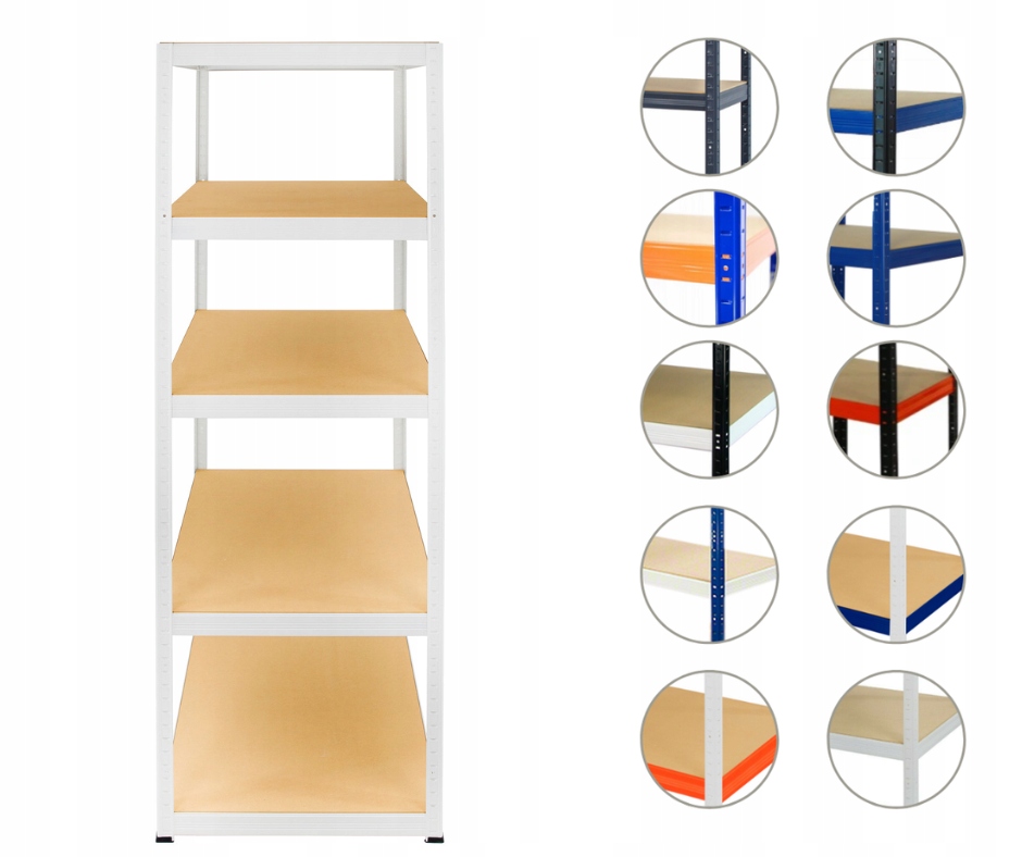 Kovový regál do nemocničního skladu Helios bílý 213x030x30 5 polic