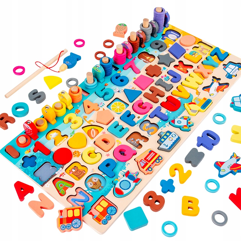 

Drewniane Puzzle Klocki Montessori Układanka