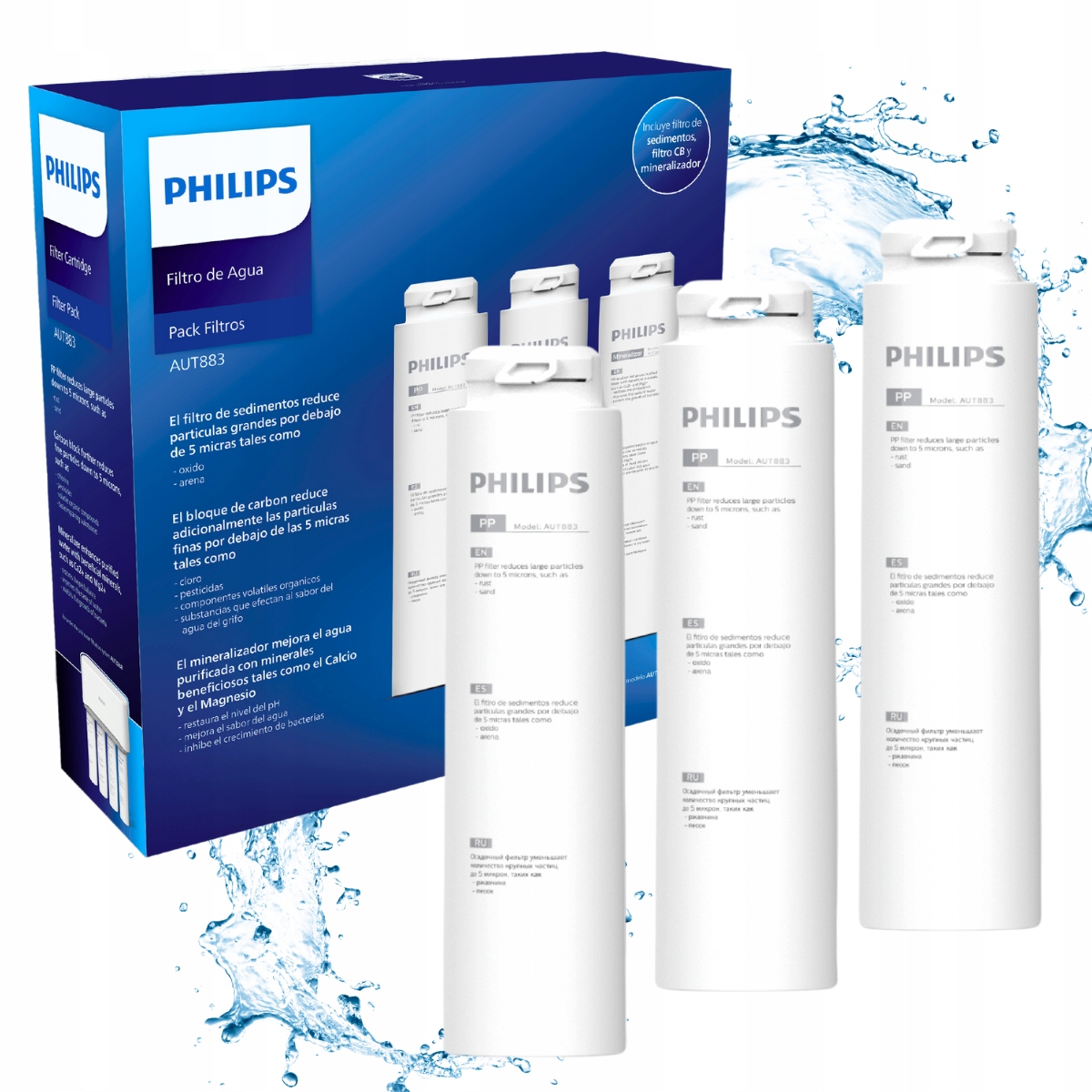 Komplet wkładów, filtry wymienne AUT883 do filtra wody Philips AUT3268