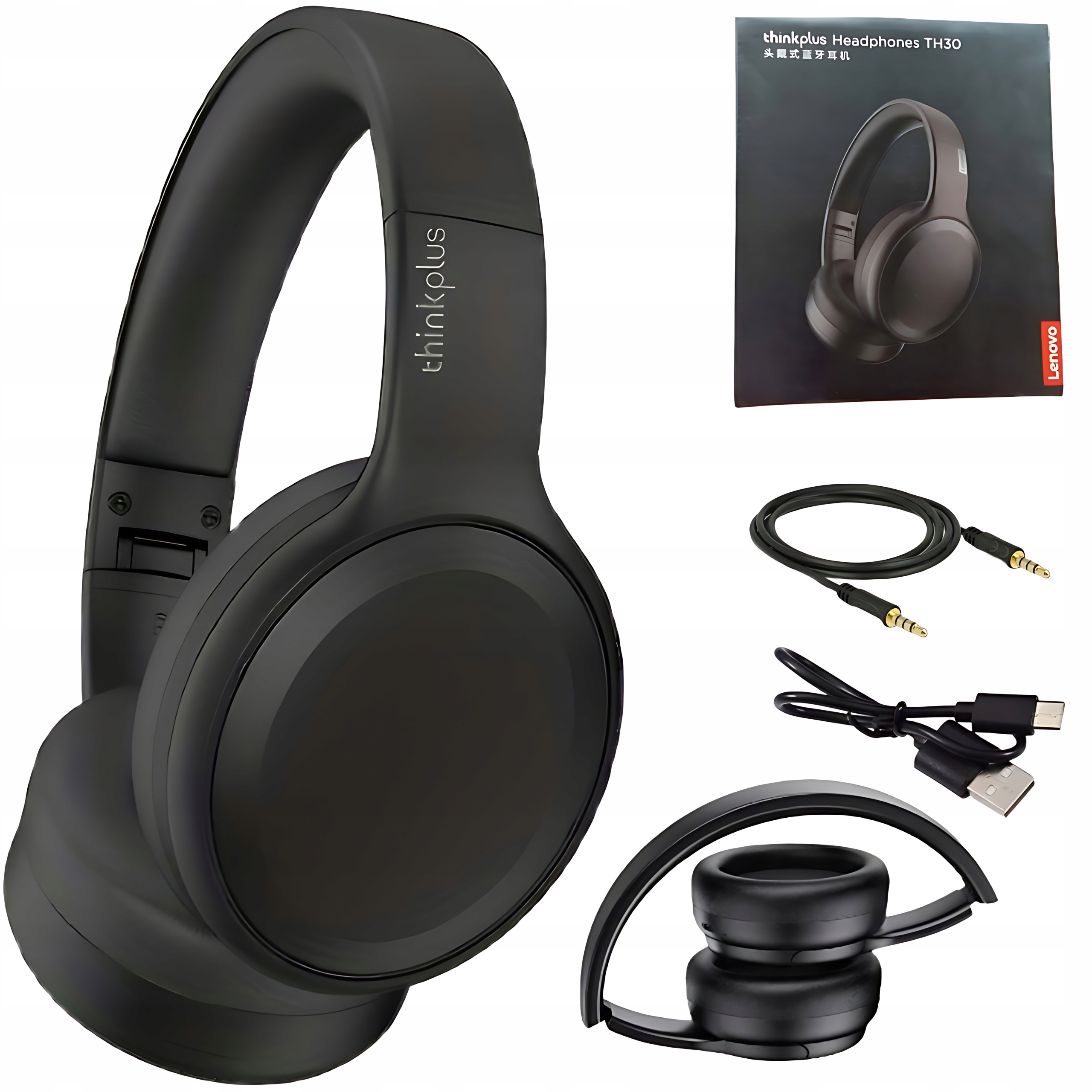 Sluchátka Bezdrátová Přes Uši Lenovo TH30 Černá 9H Baterie Bluetooth 5.3