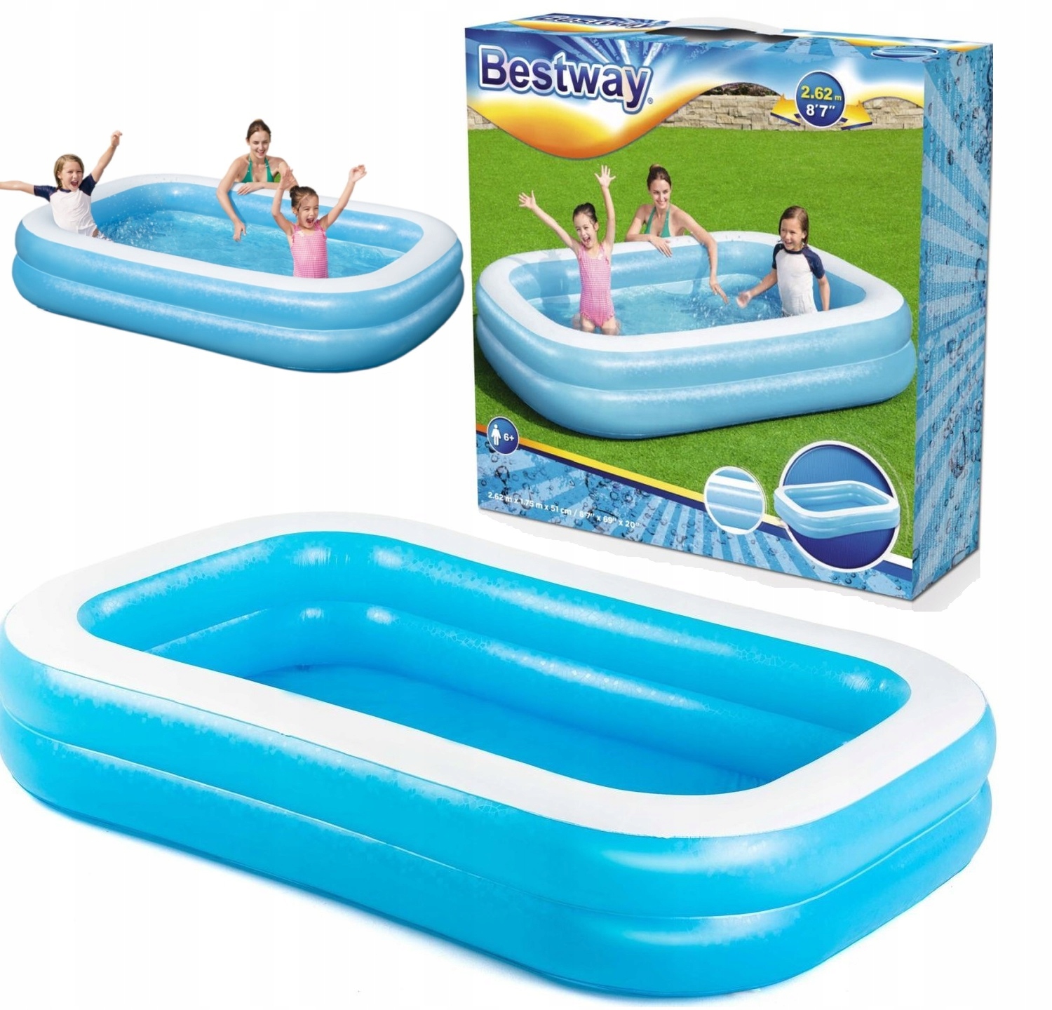 

Duży Basen Rodzinny Ogrodowy Perłowy 262cm Bestway