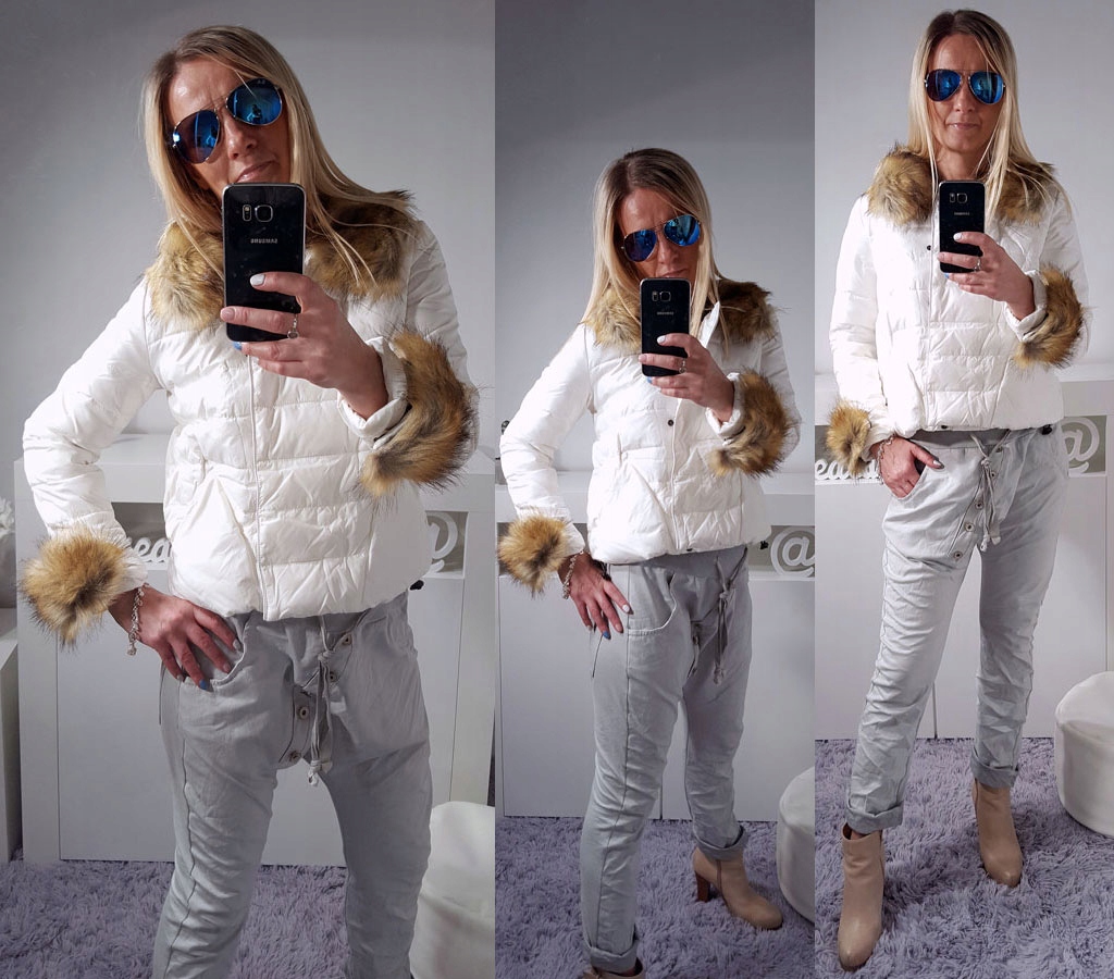 

Kurtka Chanelka Pikowana Puchowa Odpinane Futro S