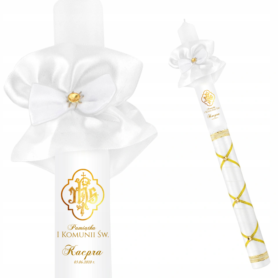 Świeca NADRUK imię i data PREZENT NA KOMUNIĘ