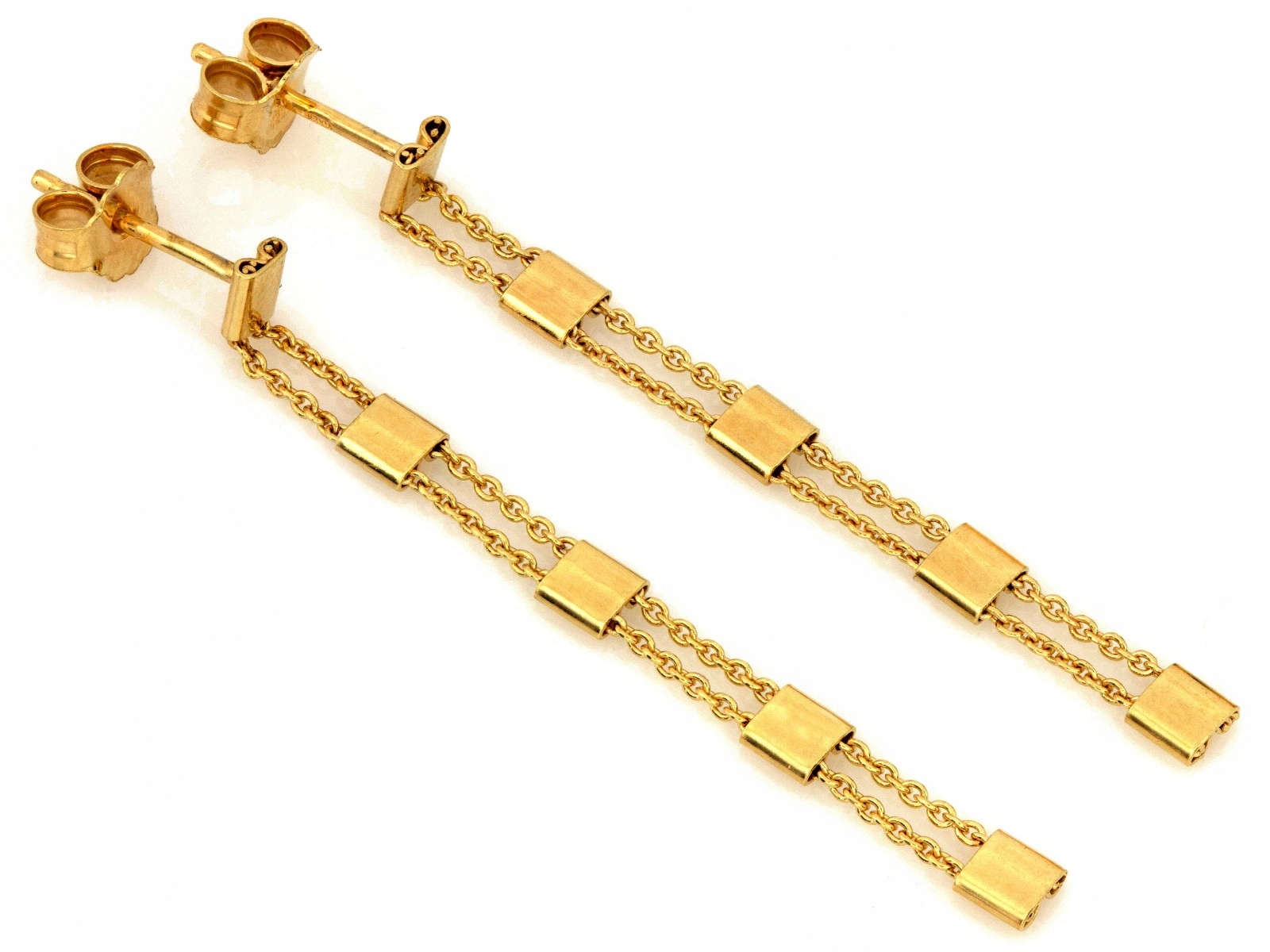 Náušnice závěsné stříbrné pozlacené 925 1.74 g, délka 48.4 mm, šířka 3.4 mm, módní