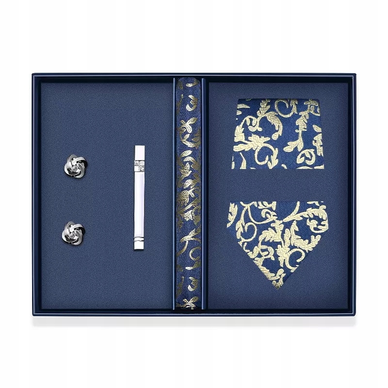 Krawat, poszetka, spinki do mankietów i krawatu Materiał dominujący jedwab