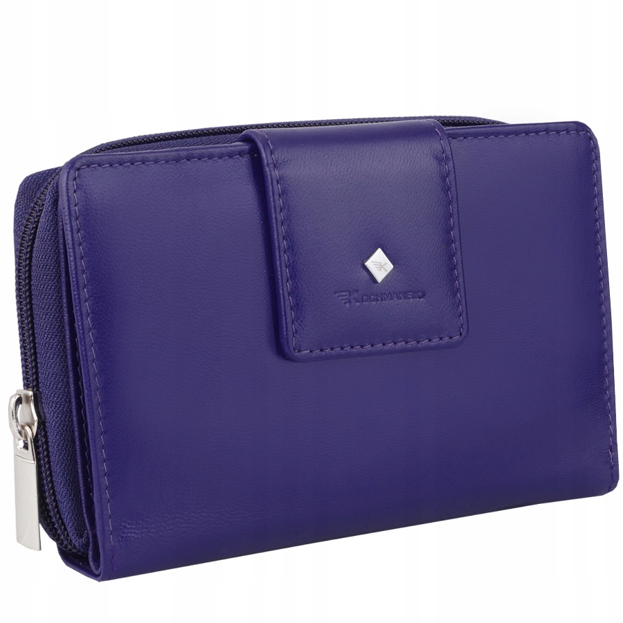 Kochmanski portfel damski skórzany duży rozkładany fioletowy rfid na karty