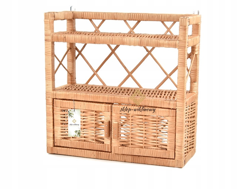 Skříňka Proutěný regál Závěsná police z proutí na zeď Uzamykatelná H 42 cm