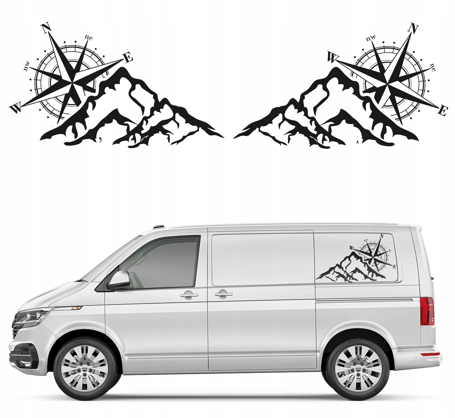 Samolepky na auto Motiv Hory Kompas 75 x 44 cm
