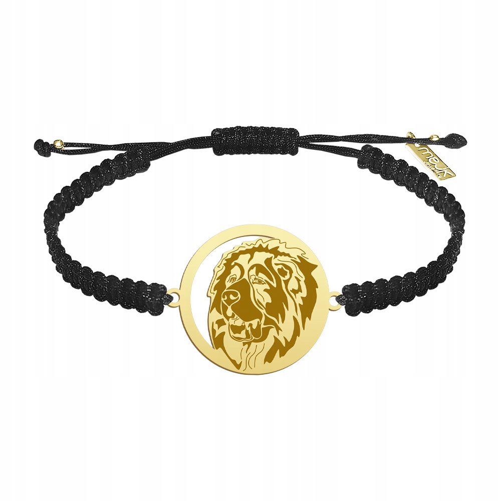 Zlatý náramek se psem Kavkazský ovčák Makramé Žena 925 Gravírování