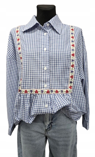 Bavlněná Kostkovaná Košile S Výšivkou Styl Cottagecore & Vintage Wiya-italia