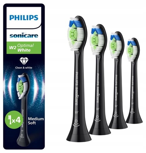 4x Końcówki Philips Sonicare W2 Optimal Black Oryg