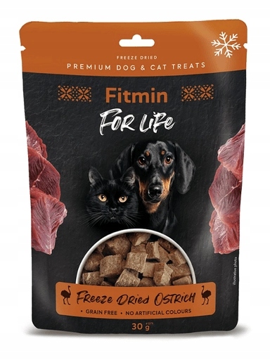 4x Fitmin For Life lyofilizovaný pštros 30 g – psí pamlsek a kočku