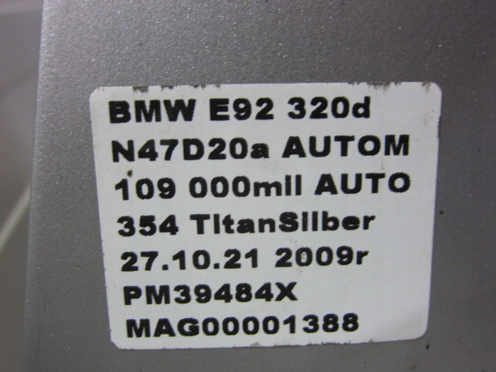BMW E92 320D bumper rear rear part TITANSILBER 354