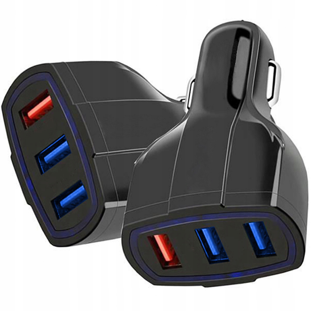 ŁADOWARKA SAMOCHODOWA SZYBKA DO TELEFONU SMARTFONA 3x USB 3.1A 12V PLS34F Złącza USB
