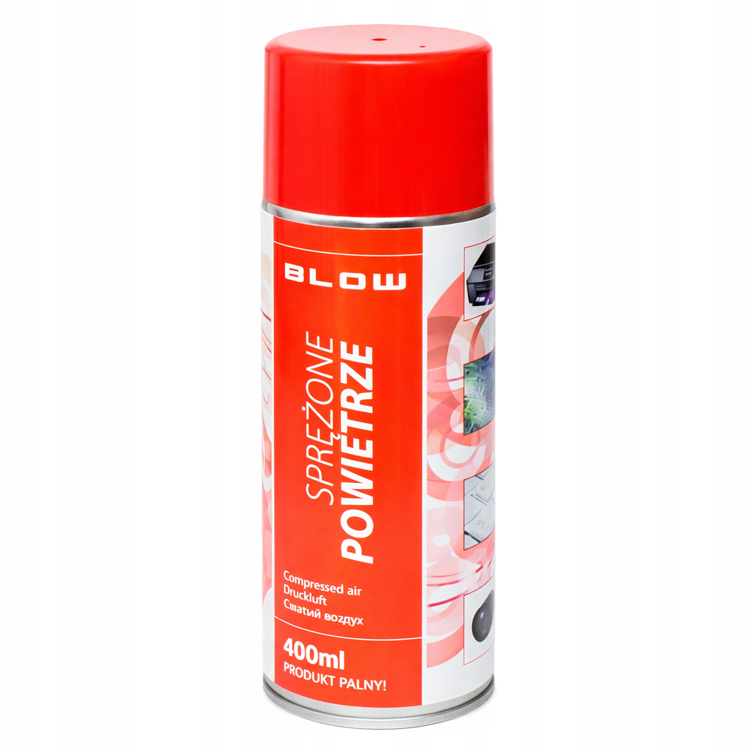 Sprężone powietrze 400 ml czerwone BLOW w puszce spray do przedmuchiwania.