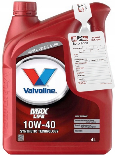 

Valvoline Maxlife 10W40 Olej Silnikowy 4L