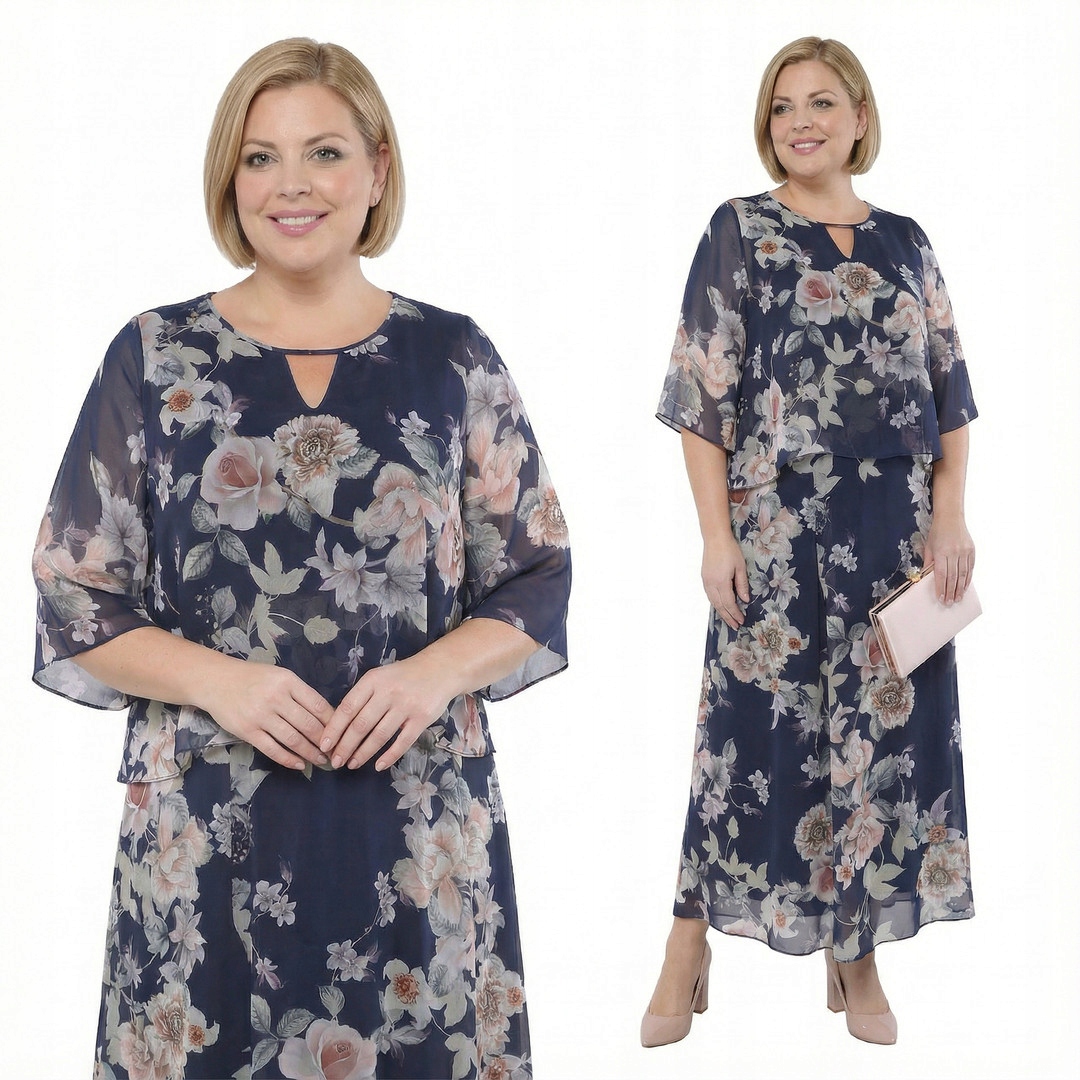Tmavě modré šaty s velikostí plus size velikost 50