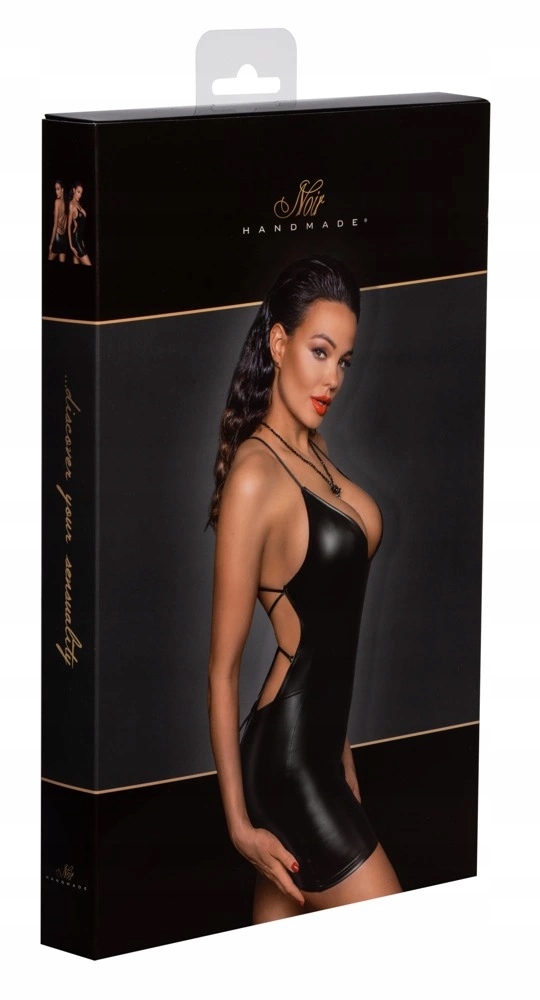 Noir Mini Šaty Powerwet Šněrovací Zadní Černá XL