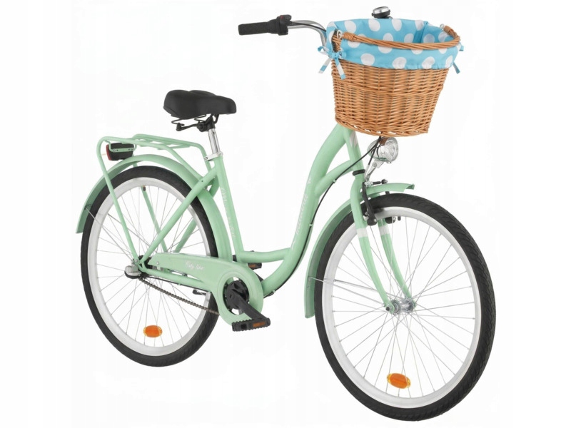 Rower miejski Indiana Moena S3B 26 cali damski Miętowy Koszyk+ Wkład