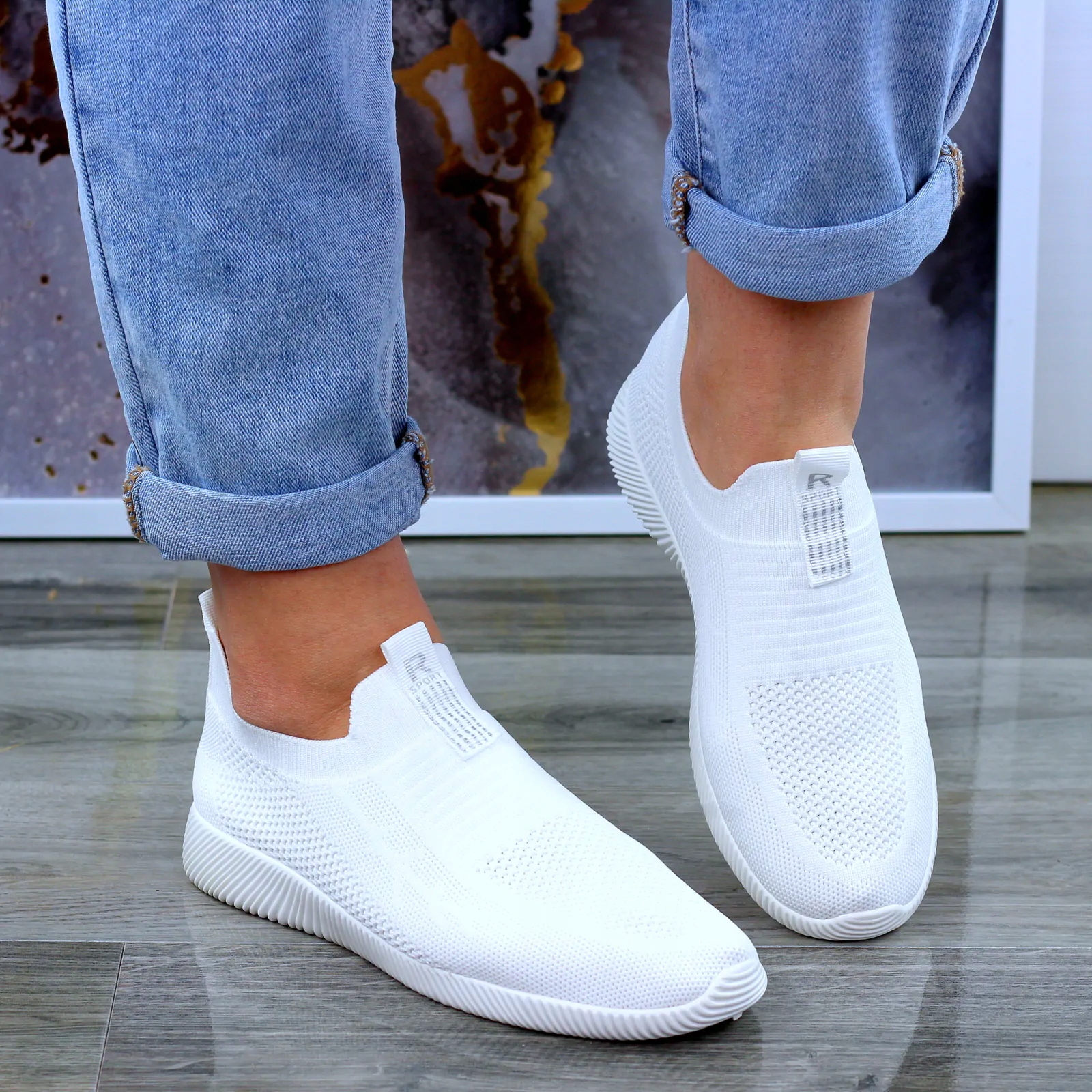 BIAŁE ADIDASY BUTY SPORTOWE SLIP ON DAMSKIE LEKKI7 Kod producenta LXC-8112