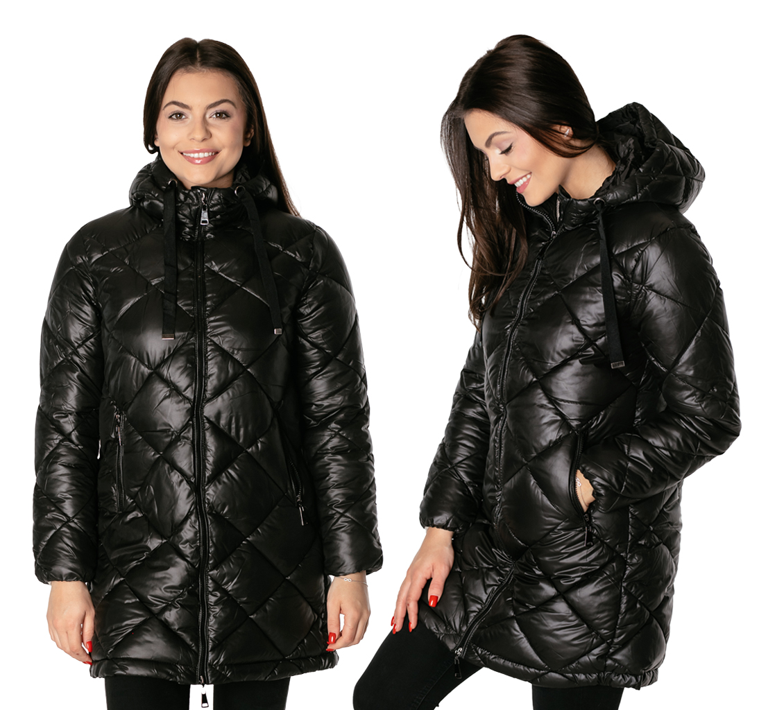 Teplá dámská prošívaná Zimní Bunda s kapucí 22070 r S