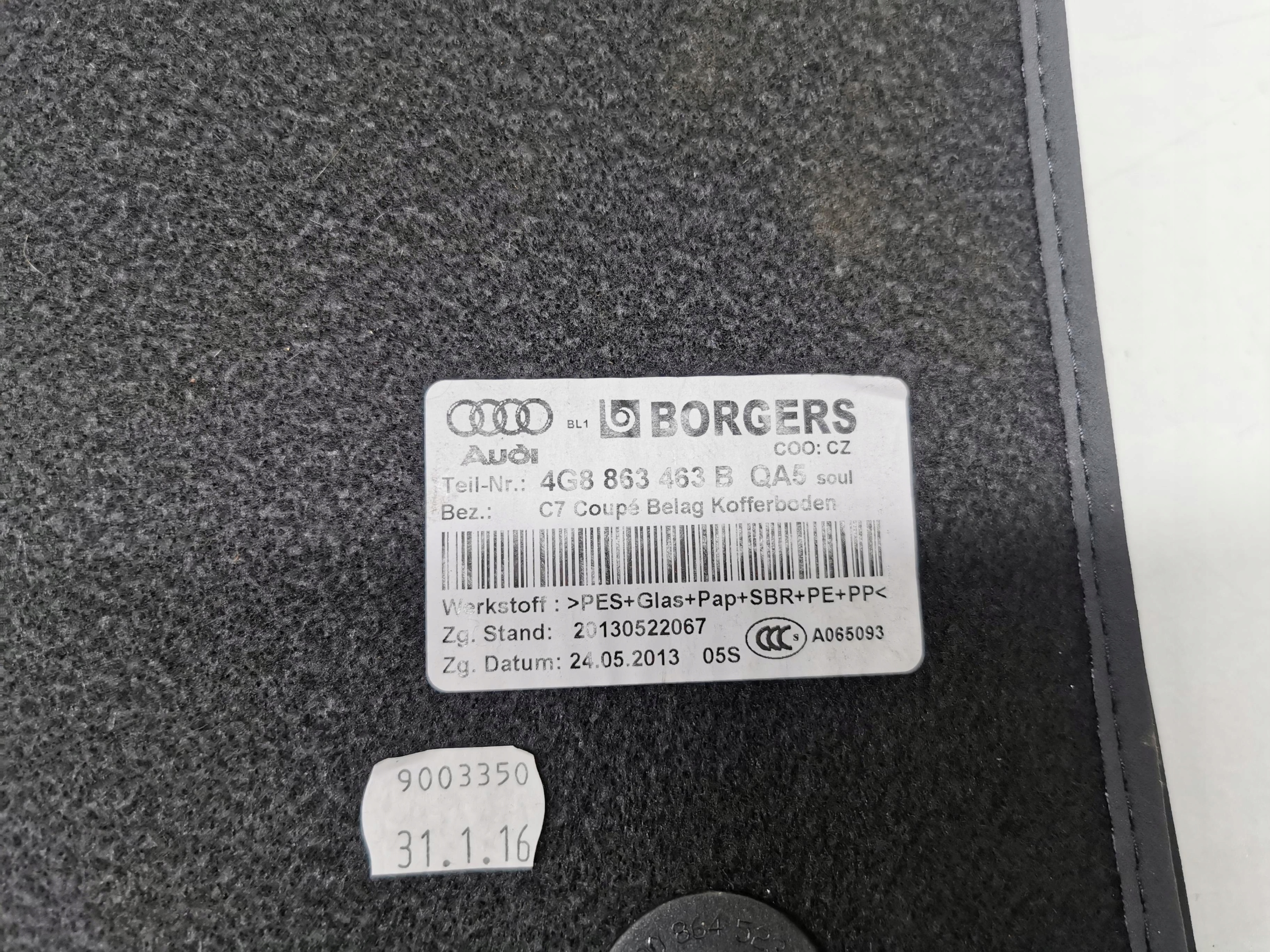 floor mats boot AUDI A7 C7 S7 4G LIFT 2018 4G8863463B