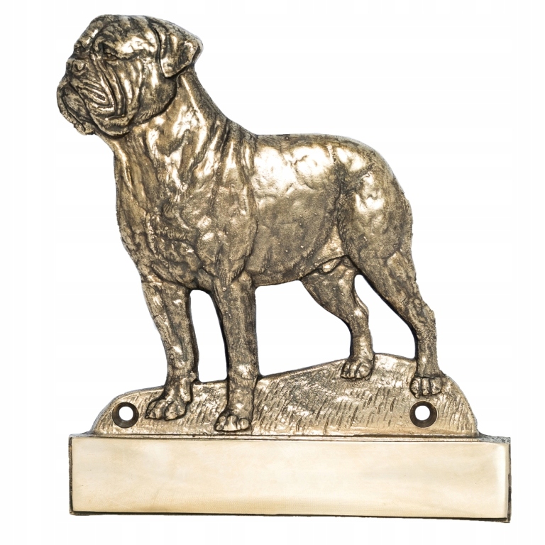 Bullmastiff mosadzná tabuľa na dvere so psom, gravírovaný štítok