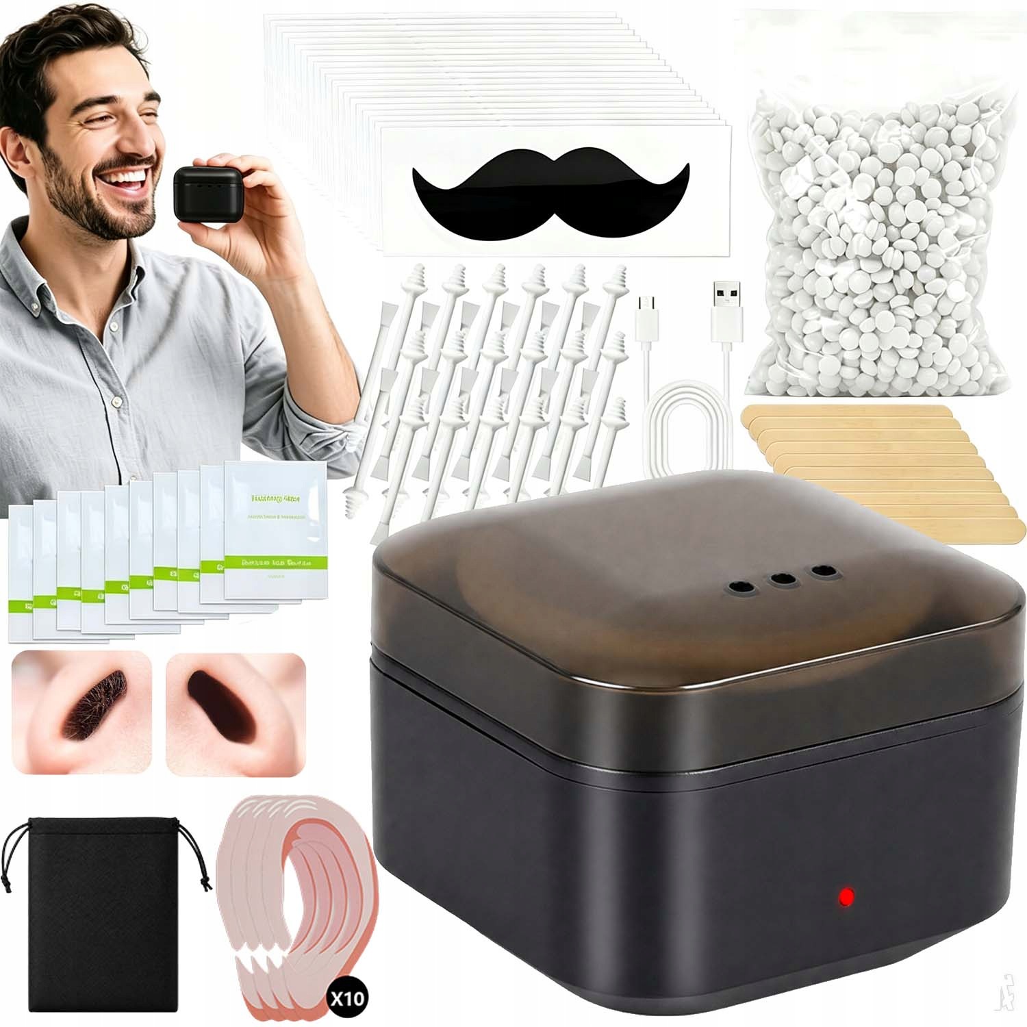 Elektrický Depilační Set 100 G Tvrdý Vosk Ohřívač Špachtle