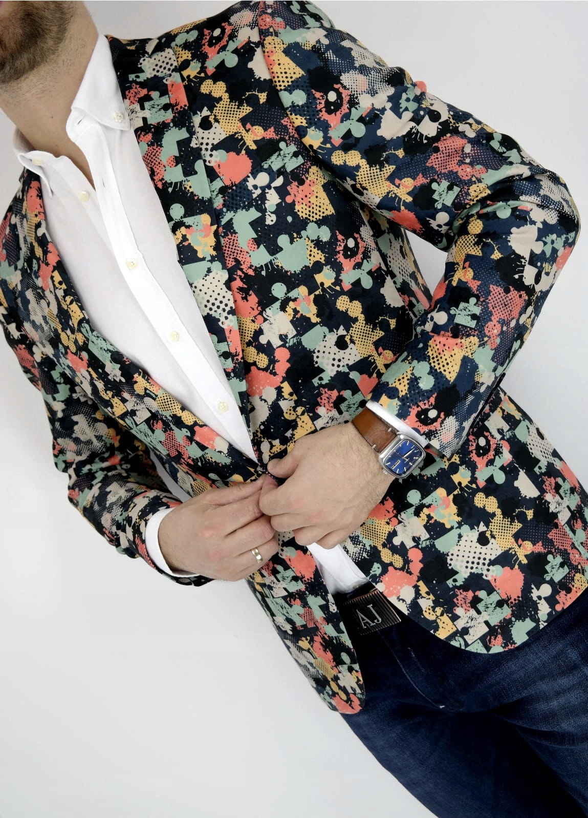 GIOVANNI PERA Marynarka męska D006 Rozm: 56 PUZZLE Linia plus size (duże rozmiary)