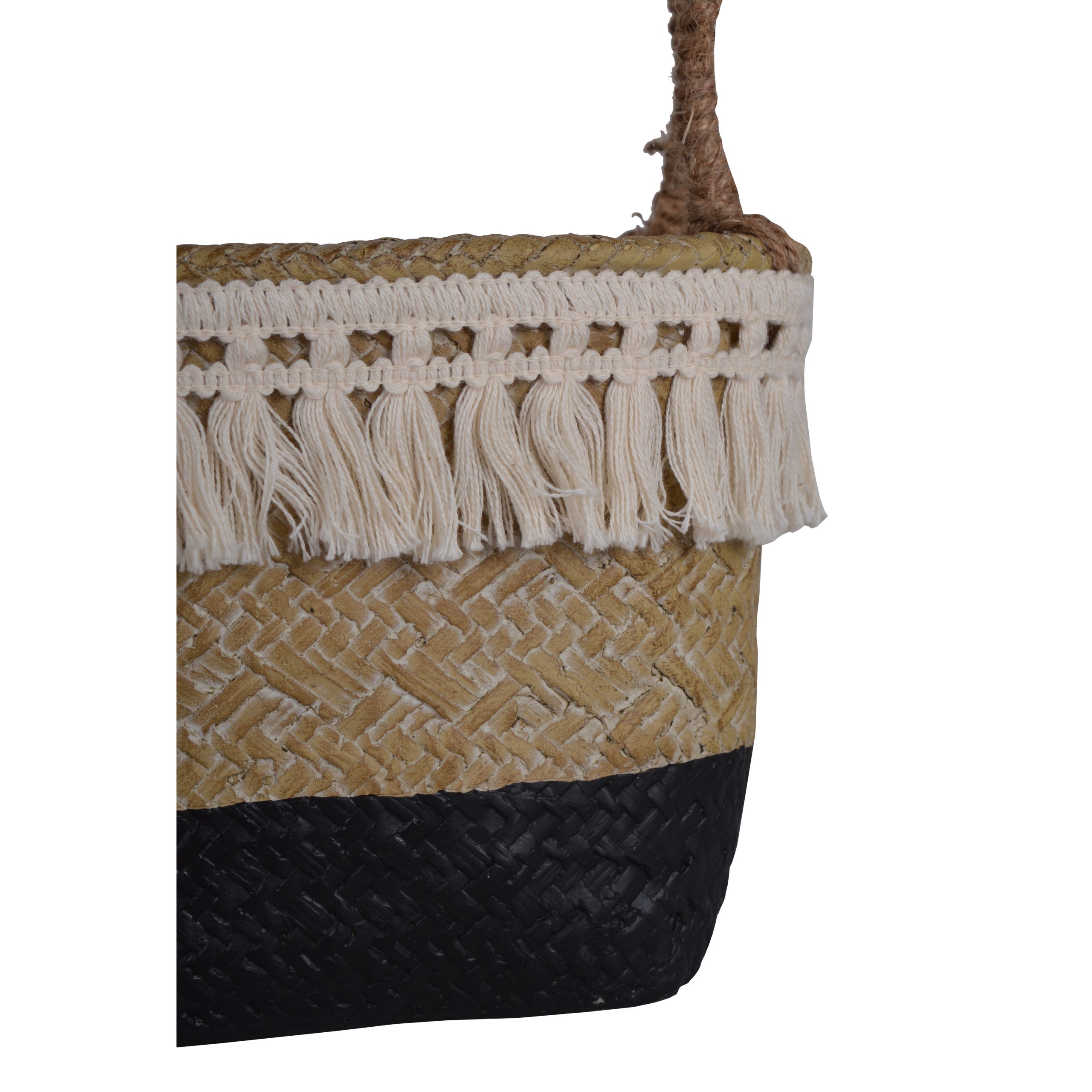 DONICZKA CERAMICZNA BOHO PODŁUŻNA BEŻOWO-CZARNA MAŁA Marka Ewax